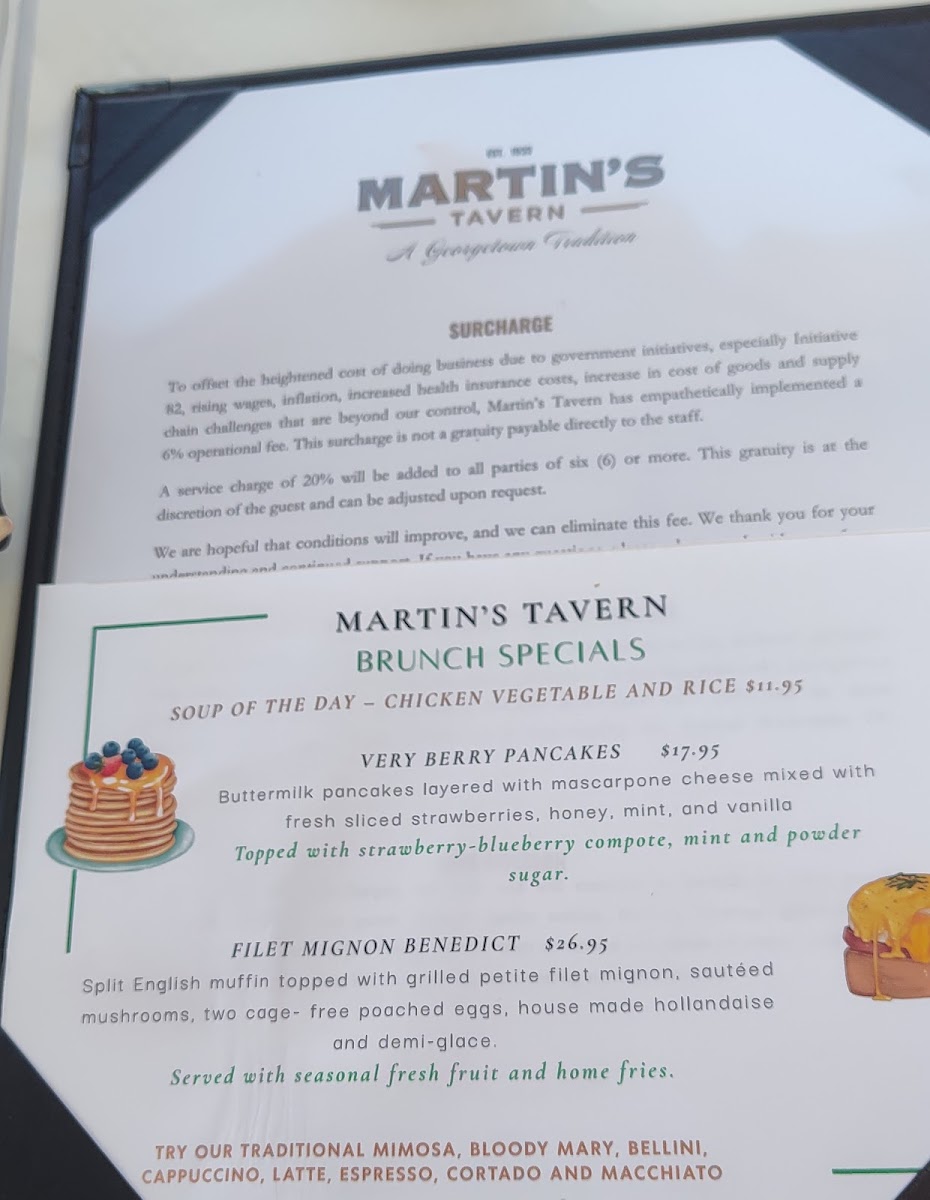 Martin's Tavern Menu - Image 4